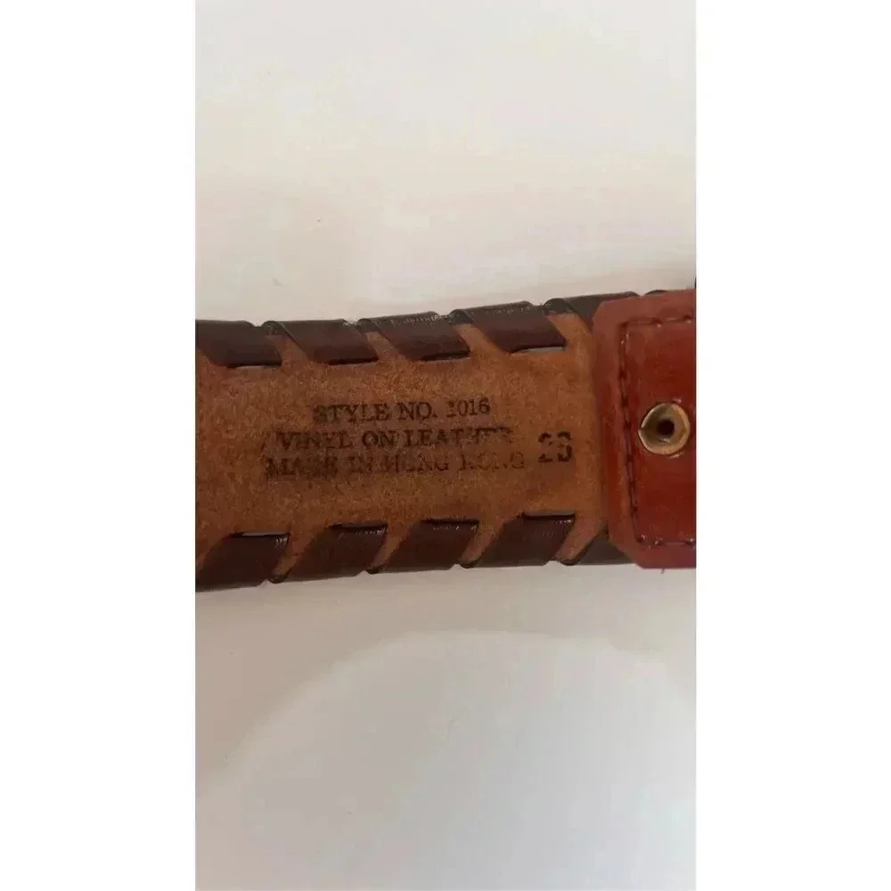 Vintage Brighton Brown‎ Tan Leather Vinyl Men’s Belt 31” Length